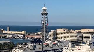 Barcelona Port Cable Car Ride Up to Montjuïc Mountain Amazing View Linbana i Spanien Spain