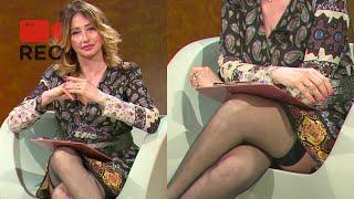 SARA BUCCI #1 | Best TV Bloopers Ever! Presenter Crossed Stockings Legs Poses, Hold-ups Pantyhose