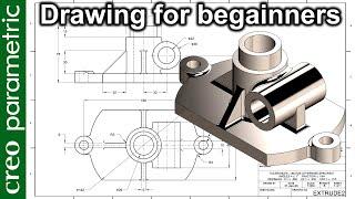 Detailing the drawing in Creo Parametric for beginners