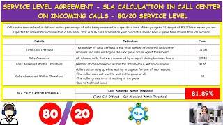 Service Level Agreement - Sla Calculation In Call Center On Incoming Calls - 80/20 Service Level BPO