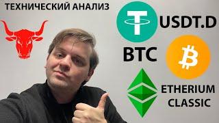 ТОРГУЮ WLD В КРАТКОСРОК. ETC ОТРАБОТАЛА. BTC В БЫЧЬЕМ ТРЕУГОЛЬНИКЕ. ТЕХ АНАЛИЗ #BTC #ETC