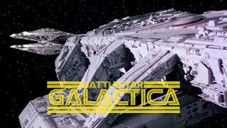 Galactica vs. Cylon Basestar Battle - Battlestar Galactica 1978 (4K)