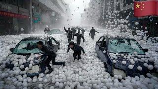 China Now: Giant Hailstones & Powerful Winds Destroys Cars And Homes in Henan & Hunan!