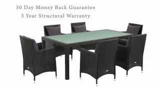 Luxo 'Morocco' 7 Piece PE Wicker Dining Setting by Deluxe Products - Black