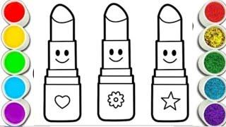 How to draw lipstick  step by step very easy drawing for beginners for kids and toddlers.