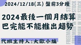 2024最後一個月結算，巴完能不能推出趨勢!【盤前3分鐘】#12月18日