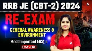 RRB JE CBT 2 Re Exam | RRB JE CBT 2 General Awareness & Environment MCQs #4 | By Pinki Mam