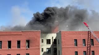 FDNY BOX 7864 - FDNY BATTLING MAJOR EPIC 8TH ALARM FIRE IN MULTIPLE DWELLING ON 34TH AVENUE, QUEENS.