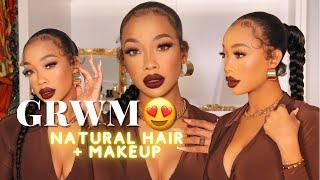 GRWM! How I Conceal Thinning Natural Edges on a Ponytail ️|Natural Hair + Makeup!