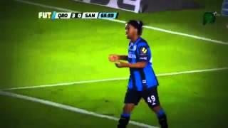 Ronaldinho great goal disallowed   Queretaro vs Santos