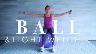 Stability Ball Exercises for Seniors & Beginners // Fun Workout with Dumbbells