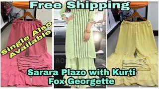 LADLI CREATION || Sarara Plazo Kurti ||Kurti Fox Georgette Soft Cloth with Lining  ||ONLINE SHOPPING