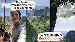 Natural ROCK CLIMBING in Suburbs of NANNING | Hiking in Guangxi Mountains 2022