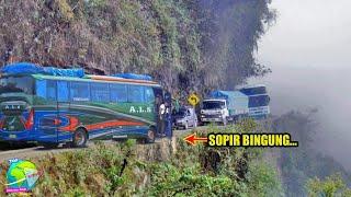 Ngeri!! Detik² Sopir Bus Viral Nekat Lewati Jalan Sempit Pinggir Jurang. Paling Ekstrim di Indonesia