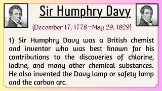 10 lines Humphry Davy essay in English | Sir Humphry Davy Biography |Humphry Davy Story| Information