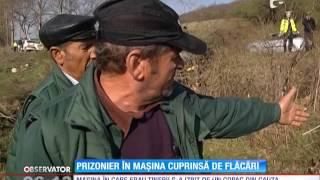 Un tânăr din Sibiu, prizonier în mașina cuprinsă de flăcări