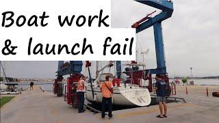 Boat work & launch fail in Greece - Moody 425 sailboat - Seacocks, pump, holding tank, leaks (Ep 2)
