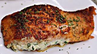 SUPER Creamy Spinach STUFFED Salmon Recipe