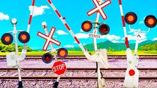 【踏切アニメ】遮断機に興味津々なふみきりカンカンA railroad crossing who is curious about the railroad crossing barrier!!