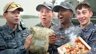 British Uni Students Try Korean Navy Rations for the First Time ON A WARSHIP!