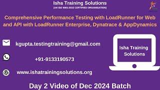 LoadRunner for Web and API  Day 2 on 12th Dec 2024.WhatsApp us at +91-9133190573 to enroll.