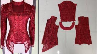 Tutorial Menjahit || Memotong kebaya kutu baru modifikasi || kebaya modern