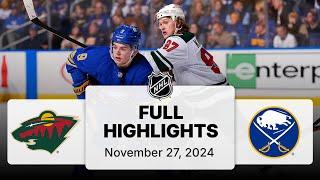 NHL Highlights | Wild vs. Sabres | November 27, 2024