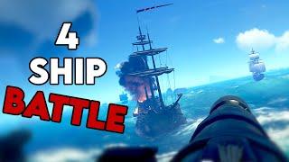 INTENSE 4 ship BATTLE in Sea of Thieves