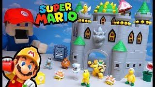 SAVE THE PRINCESS MARIO!! Super Mario Bros Bowser's Castle Playset Stop Motion Adventure Unboxing