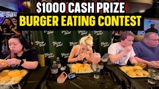 $1000 CASH PRIZE BURGER EATING CONTEST at Topanga Social!! #RainaisCrazy