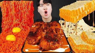 ASMR MUKBANG | Fire noodles, fried chicken, honeycomb, naan korean eating sound !