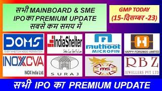 Inox CVA IPO GMP  DOMS Industries IPO GMP  India Shelter IPO GMP  SME IPO GMP  IPO Latest News