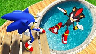 GTA 5 Sonic vs Shadow Water Ragdolls & Fails Ep.1 [Euphoria Physics / Flooded Los Santos]