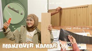 EXTREME BEDROOM MAKEOVER - Cat warna Sage, Pemasangan KORU Vinyl Sticker Korea + PVC Wall Panel (1)