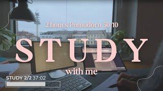 2-HOUR STUDY WITH ME ️ / Pomodoro 50-10 / ️Rain ambient/ Everyday study in my room