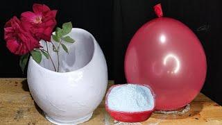 Diy- White cement flower vase || White cement pottery making | Flower pot with white cement