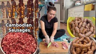 Making Cambodian Sausages and  Chicken Patties