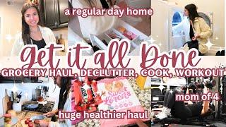 FALL 2024 MOM OF 4 GET IT ALL DONE | GROCERY HAUL | CLEAN + ORGANIZE | HIGH PROTEIN DINNER