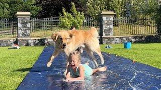 Adorable Kids Live Their Best Life On Giant Slip N Slide! (So Much Fun!!)