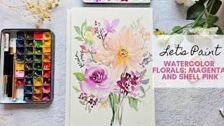 Color Play: Watercolor Florals in Permanent Magenta and Shell Pink