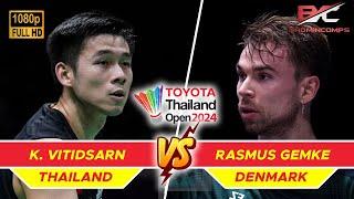 Kunlavut Vitidsarn vs Rasmus Gemke | Thailand Open 2024 Badminton R32