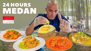 24 HOURS Indonesian street food in MEDAN  DURIAN + NOODLES + SEAFOOD - Indonesian street food