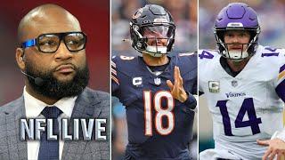 NFL LIVE | Marcus Spears BOLD predicts to Vikings vs Bears: Sam Darnold or Caleb Williams?