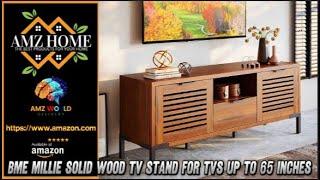 Describing Bme Millie Solid Wood TV Stand for TVs up to 65 Inches, Amazon