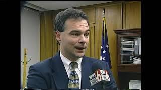 Mayor Tim Kaine discusses Confederate images on the flood wall in Richmond, Virginia.