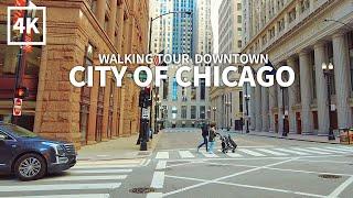 [4K] CHICAGO - Walking Tour Downtown, Sunday Morning, Randolph Street, Wells Street & Adams Street