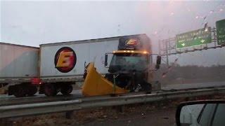 Near Miss: Double Tractor Trailer Skids on Black Ice