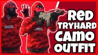 GTA ONLINE-RED BIGNESS CAMO HOODIE GAS MASK TRYHARD/RNG OUTFIT *NEW*