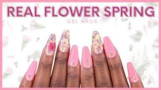 Real Flower Spring Gel Nails | Patrice Nailed It!