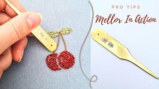 Pro Tips: Mellor in Action// Embroidery Laying Tool in use on a Goldwork Piece